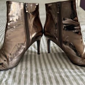 Boots Shiny Bronze Heeled Ankle Boots